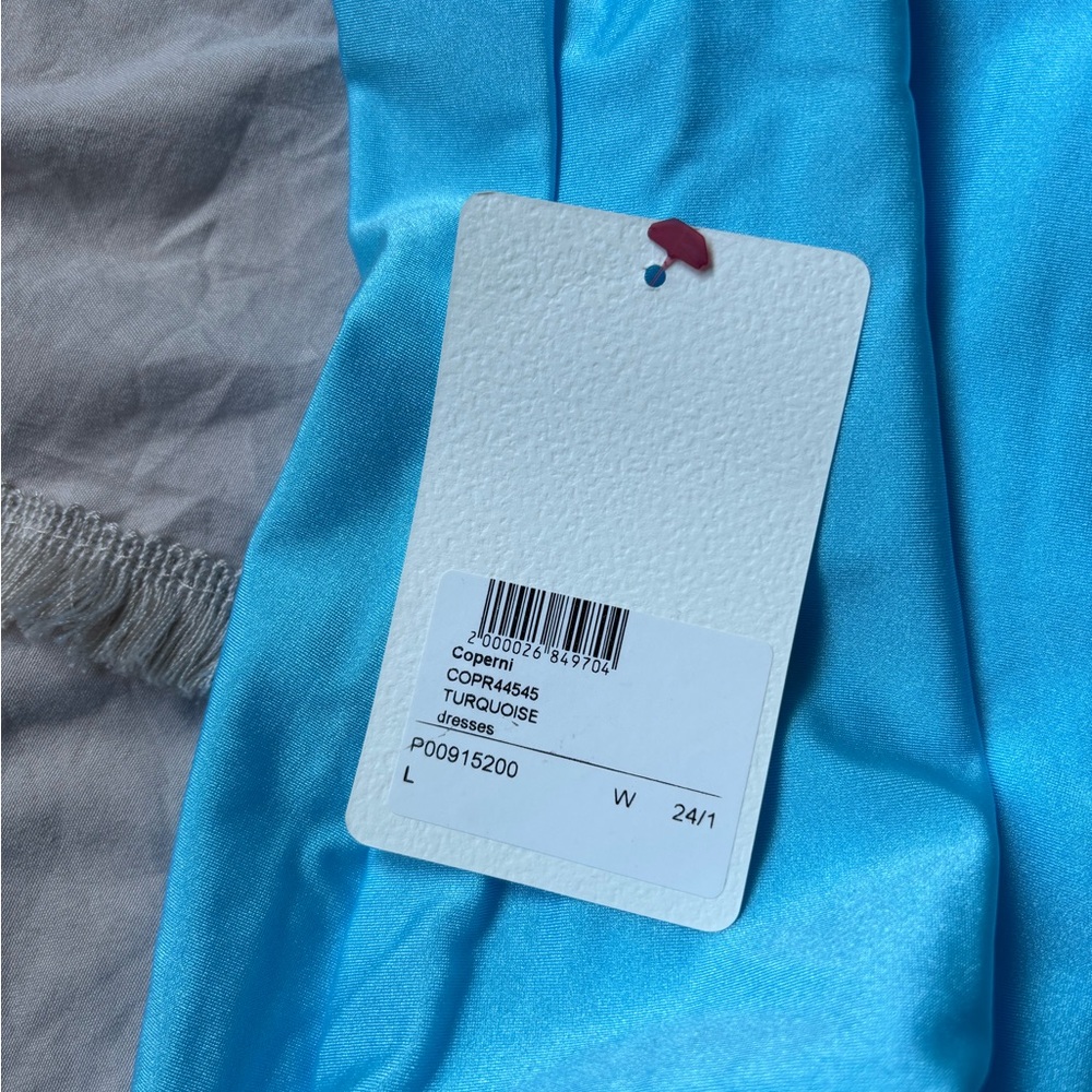 NWT Coperni Turquoise Blue Asymmetrical Maxi Dress - Picture 6 of 11